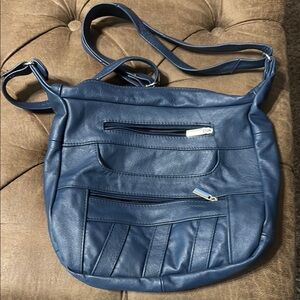 Blue leather purse